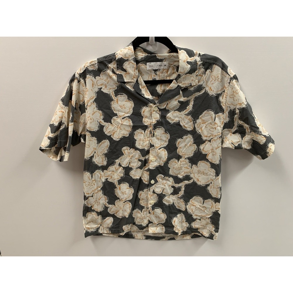Zara Polo Short Sleeve Youth Size 13-14 Floral Shirt‎ Cotton Beach Party